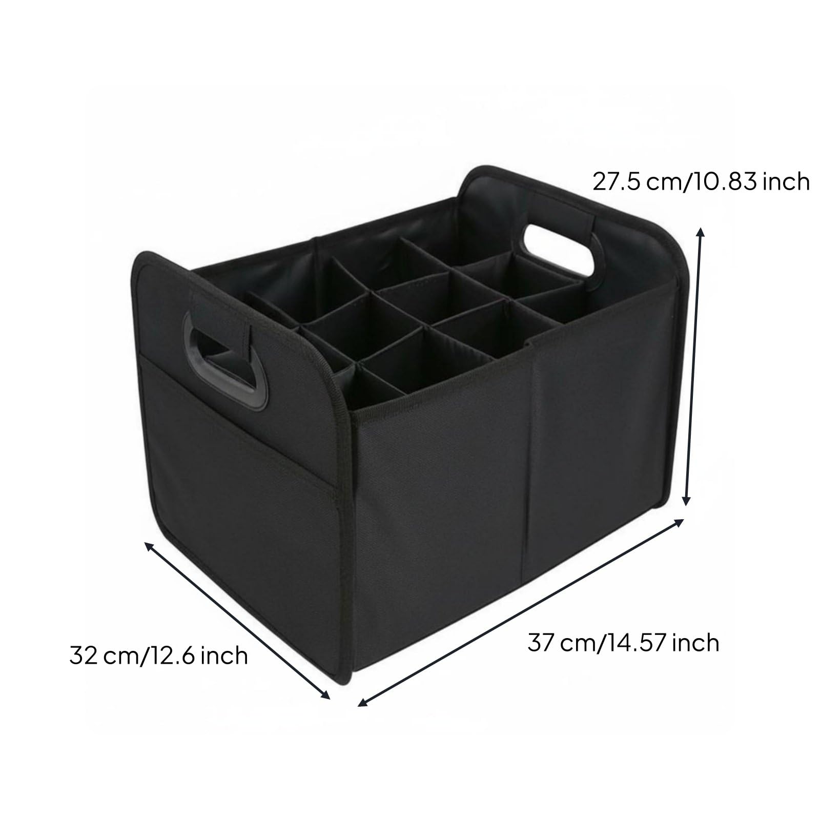 perfk Portabottiglie Pieghevole Organizer Auto Contenitore Bevande Borsa Bottiglie Cassetta Trasporto Collassabile Impermeabile con Manici Rinforzati E, Nero