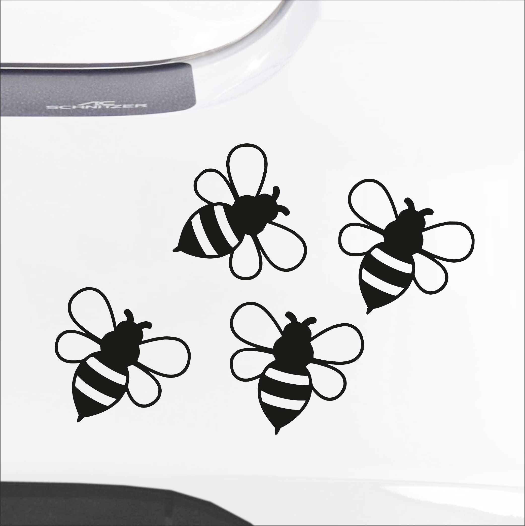 Level 33 Black Bee Decals 4 Pack - Arrange How You Want - Vinyl Decal - Will Apply To Most Surfaces - Vehicles, Camper Bumper Sign Decal 9.7Cm X 9Cm Each Bee