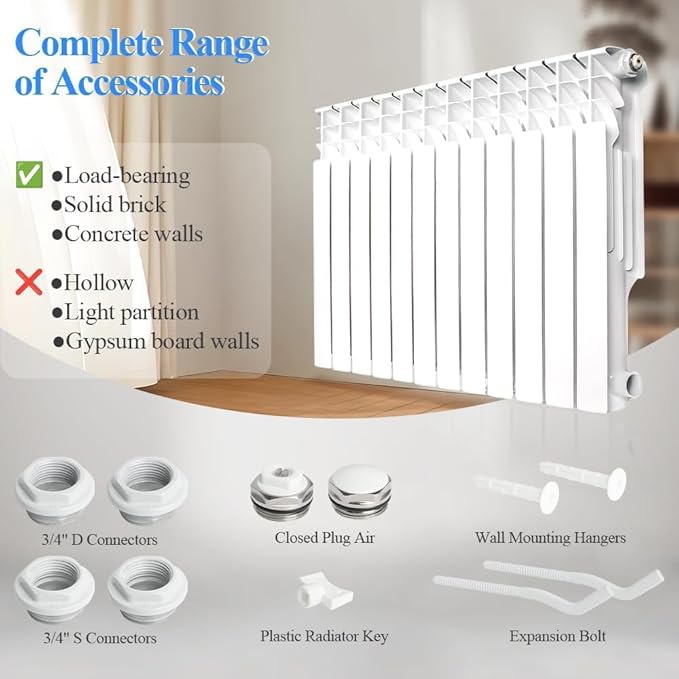 Calefactor Eléctrico de Radiador de 12 Paneles Montado en Pared miniatura 4