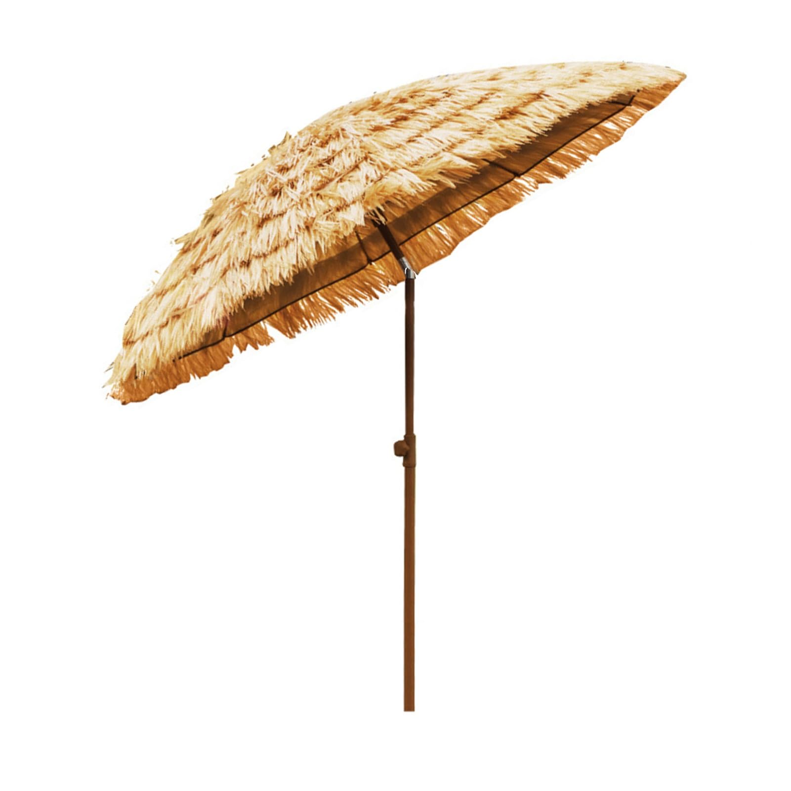 Sombrilla de Playa, 200cm/240cm Parasol de Paja con Ajuste de Altura E Inclinación por Botón para Piscina, Exterior, Césped, Patio