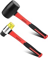 WOTAHI 2-Piece Rubber Mallet Set: 16 oz & 35mm Non-Marring Hammers with Fiberglass Handles for Non-Damaging Strikes