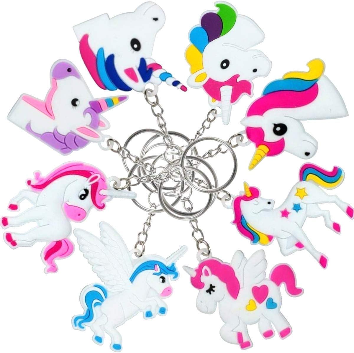 OHill 48 Pack Rainbow Plastic Keychains Key Ring Decoration Birthday Party Favor Supplies Stuffers Fillers
