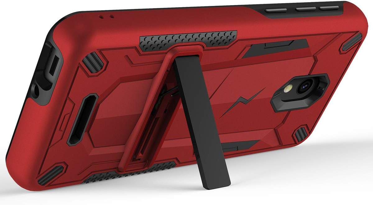 Phonelicious TCL A1 Case, Alcatel Insight Case with Kickstand Rugged Heavy Duty Durable Hybrid Shockproof Phone Cover Compatible with A501DL (Red)