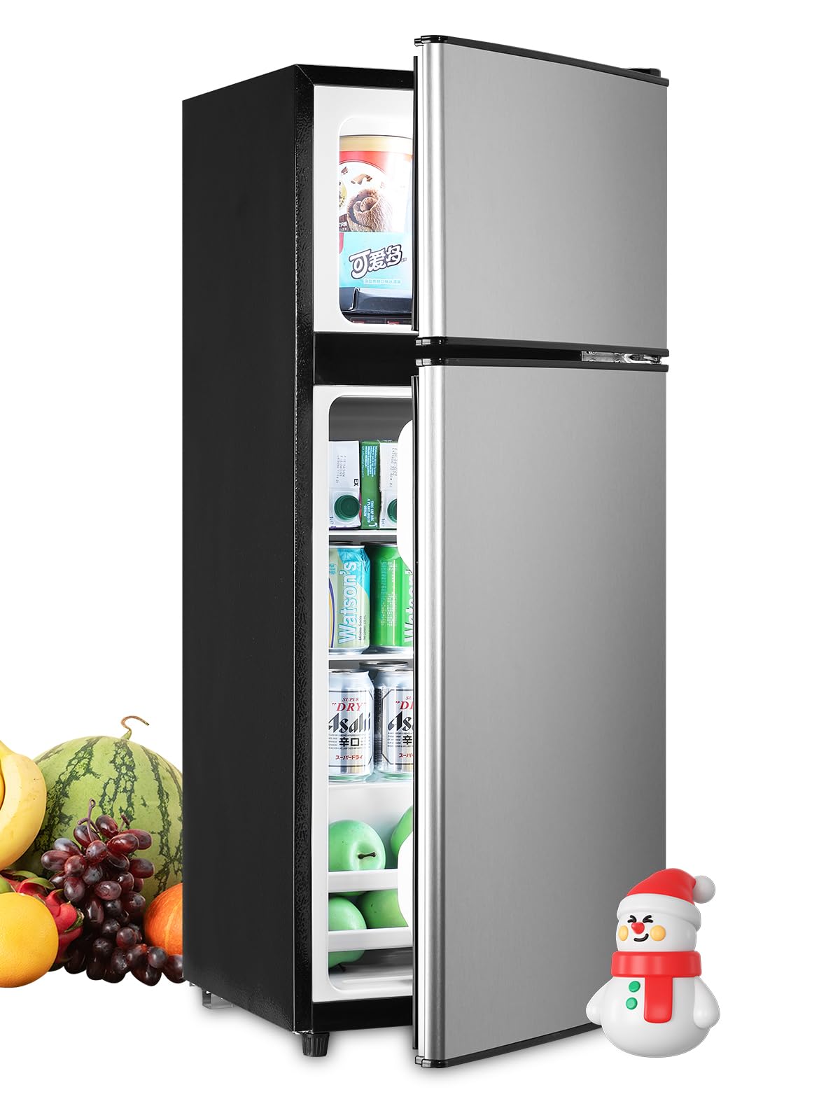 F.W.Woolworths 3.8 Cu.Ft Compact Refrigerator With Freezer, 2 Doors Fridge With Adjustable Thermostat Control, Small Refrigerator For Kitchen, Dorm, Apartment, Garage, Office, Silver | Fridge.com