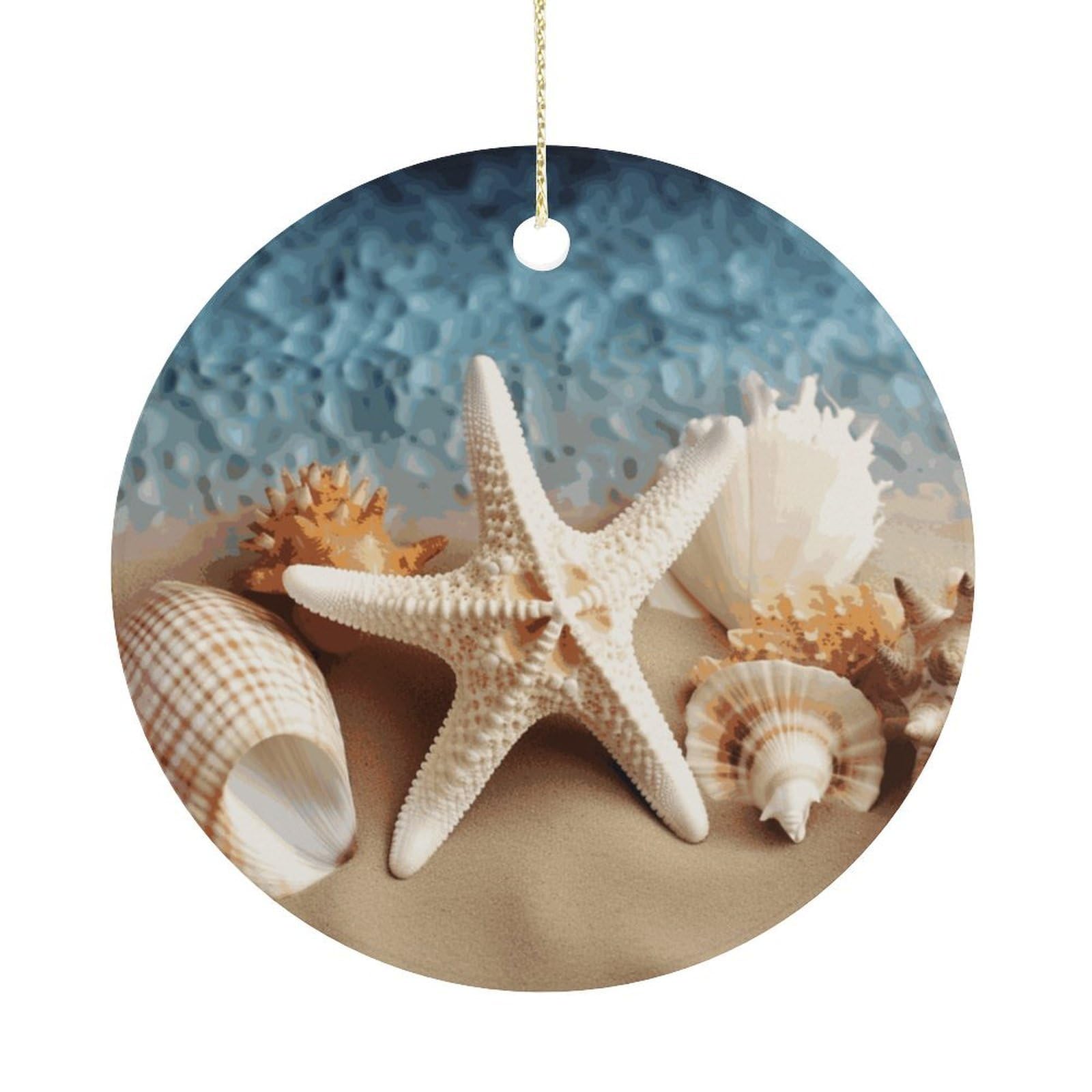 Adfgyerh Women's Style Starfish Coral And Seashell Hanging Ceramic Ornaments, Christmas Tree Decorations, Funny Home Decor Gifts For Sisters & Work Best Friends