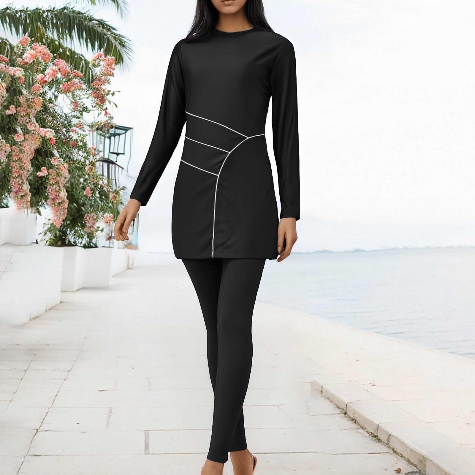Costume Da Bagno Musulmano Da Donna 3 Pezzi Musulmani Costumi Da Bagno Hijab Donne Costume Da Bagno Islamico Manica Lunga Nuoto Costume Burkini Protezione Uv Costumi Da Bagno Completo Hijab