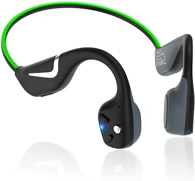 Bone Conduction Headphones Bluetooth 5.3 Open Ear Headphones with Mic, 12Hrs Playtime Quick Charging BT Headphones, IPX6 Waterproof Sports Headset for Running, Cycling, Working Green
