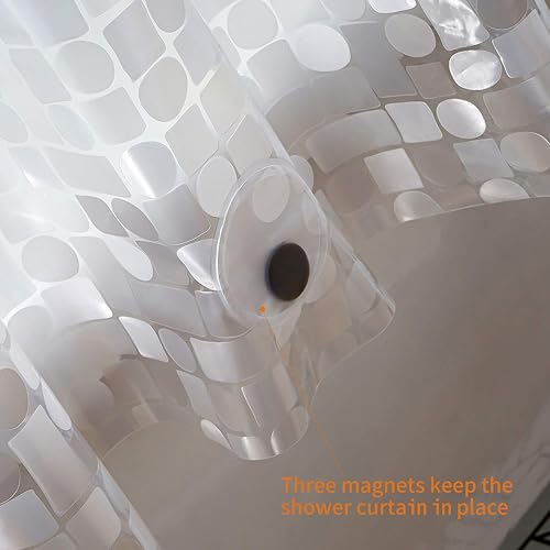 Miniatura 3 de WELTRXE Cortina de ducha extra larga, 72 x 78 pulgadas, EVA 8G, cortina de ducha de plástico impermeable con 3 imanes, resistente, sin olor, sin
