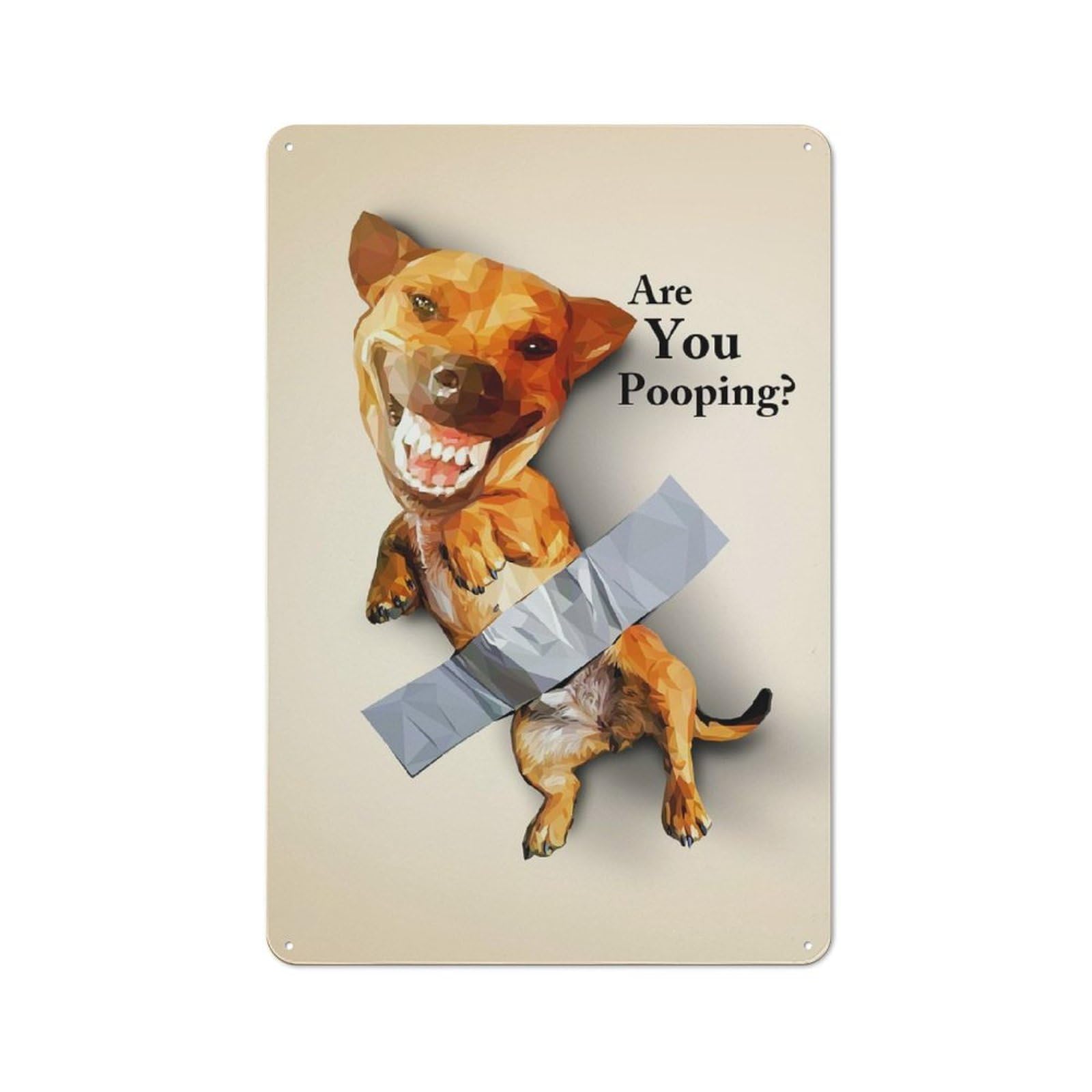 Junmoney Taped Dog Are You Pooping Industrial Metal Sign 30X20cm, Modern Retro Loft Wall Plaque For Workspace, Cafe, Hallway Or Garage