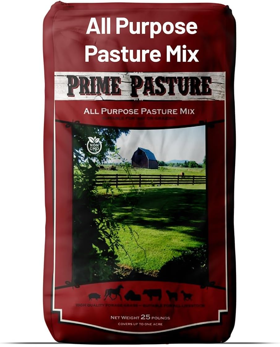 Outsidepride All-Purpose Pasture Seed Mix - 50 lb. Perennial, Drought-Tolerant & Fast-Growing, Pasture Seeds for Planting Abundant Forage Grass & Clover, Great for Grazing Livestock & Hay Production