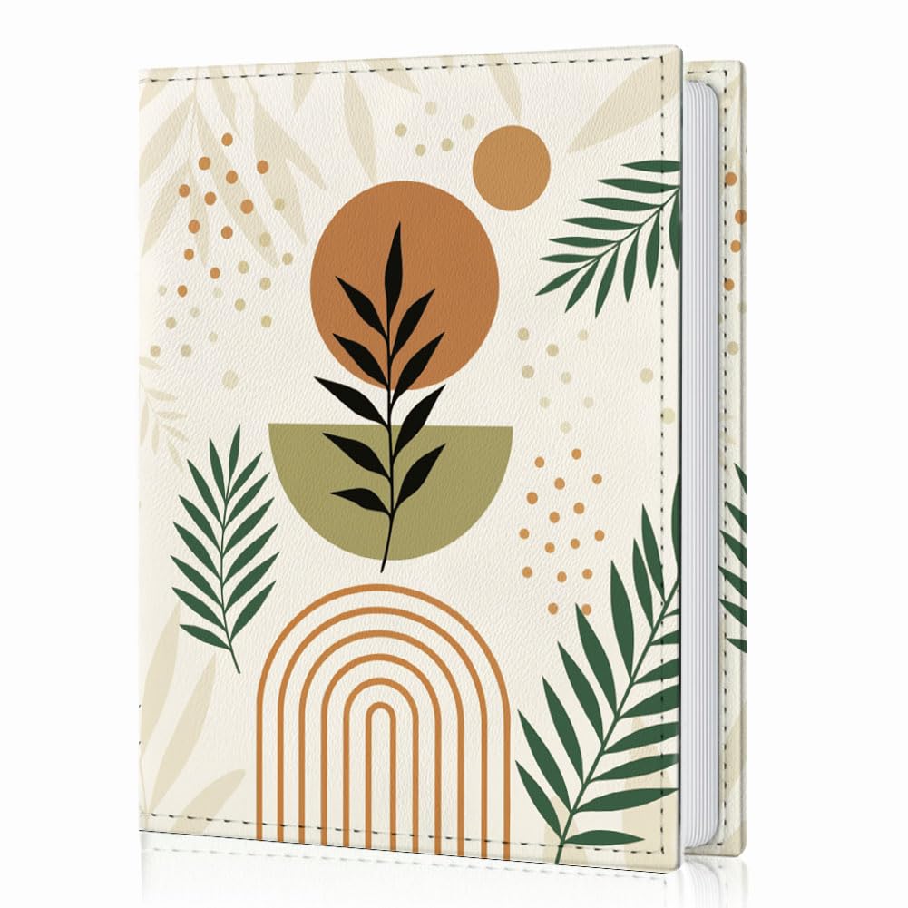 UNICRAFTALE Album Photo 28 Pages Petit Livre Images Feuilles Boho Porte Photocartes Personnalisé Couverture Cuir PU Album Photos 170x140mm pour Famille Diplôme Mariage Voyage Cadeau