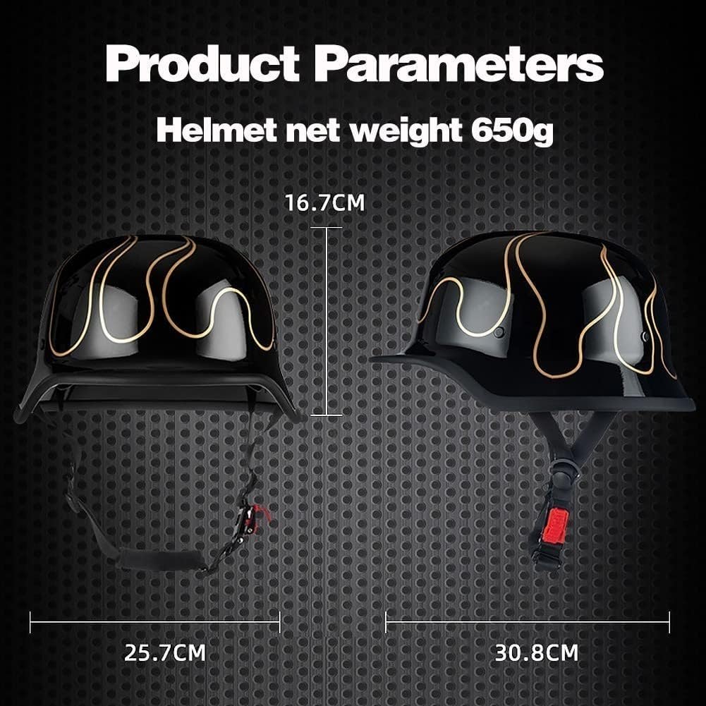 Retro-Halbhelm für Motorräder im Deutschen Stil, Retro-Halbschalenhelm mit DOT/ECE-Zulassung, Vintage-Offener Helm, Jet-Helm für Damen und Herren, Fahrrad, Cruiser, Chopper, Moped