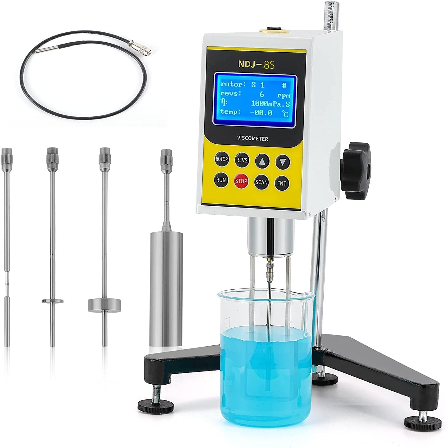 CGOLDENWALL Digital Rotary Viscometer Rotational Viscometer Viscosity Meter Fluidimeter Meter Newton Liquid Viscometer LCD Display with 4 Rotors (NDJ-8S: Measuring Range 10-2,000,000 mpa.s)