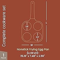 Vista 2 de Sartén antiadherente para freír huevos de 4 tazas con acabado de mármol blanco y granito, sartén para panqueques, libre de PFOS y PFOA, aluminio