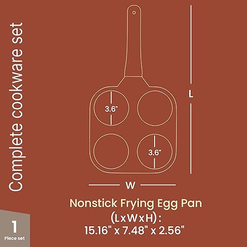 Miniatura 2 de Sartén antiadherente para huevos de 4 tazas de mármol blanco, sartén para panqueques de granito, libre de PFOS y PFOA, aluminio fundido a presión