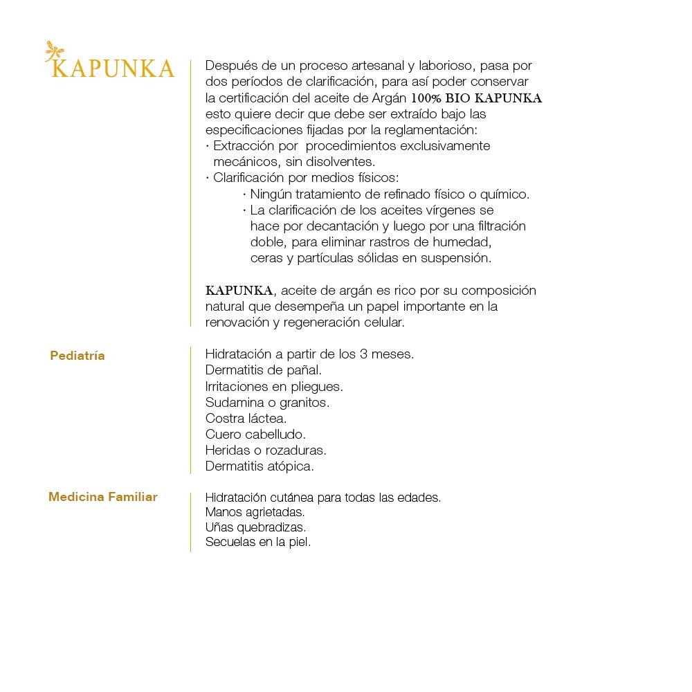 ACEITE DE ARGAN 100% PURO KAPUNKA 500 ml.