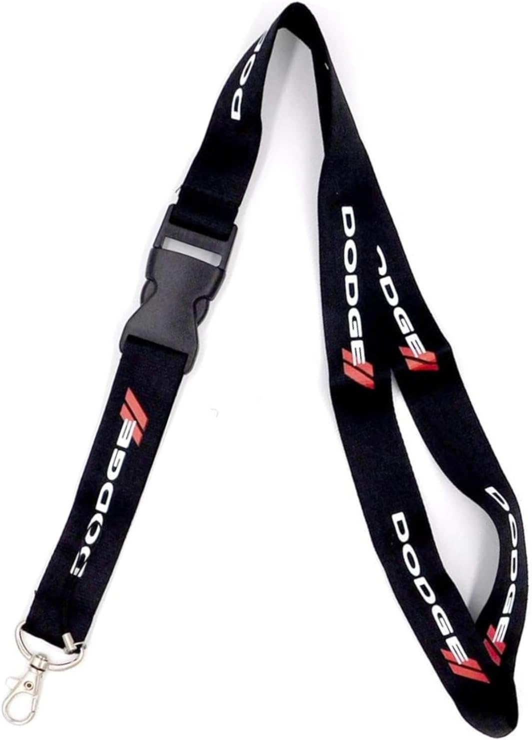 Au-TOMOTIVE GOLD, INC. Official Licensed Compatible with Dodge Stripe on Black Universal Lanyard Key Chain