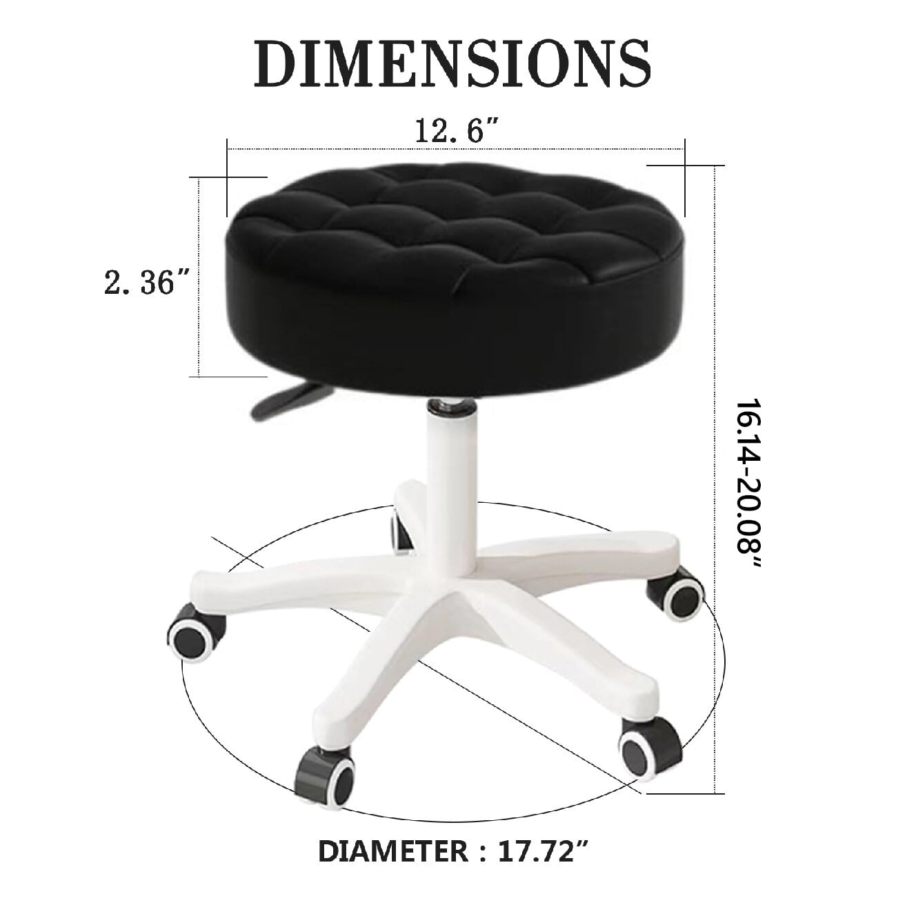 Chaise pivotante compacte à roulettes et poulie Ronde en Cuir PU, Hauteur réglable, Conception rotative, Chaise de Bureau pour dessinateur, Tabouret de Salon Spa, Chaise de Bureau à Domicile