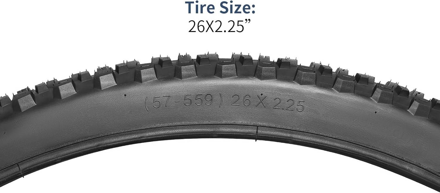 26" Lightweight Bike Tires 26x2.25 57-559 120TPI Nylon Puncture Resistant Tires Compatible Mountain Bike Tires 26x2.20 26 x 2.25 26x2.30 2-PCS (Y-581)