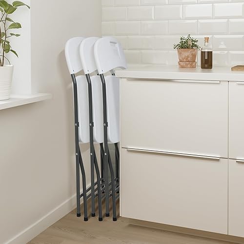 Miniatura 8 de HKLGorg Paquete de 4 sillas plegables, silla plegable de plástico, asiento comercial apilable portátil con respaldo y marco de metal para eventos