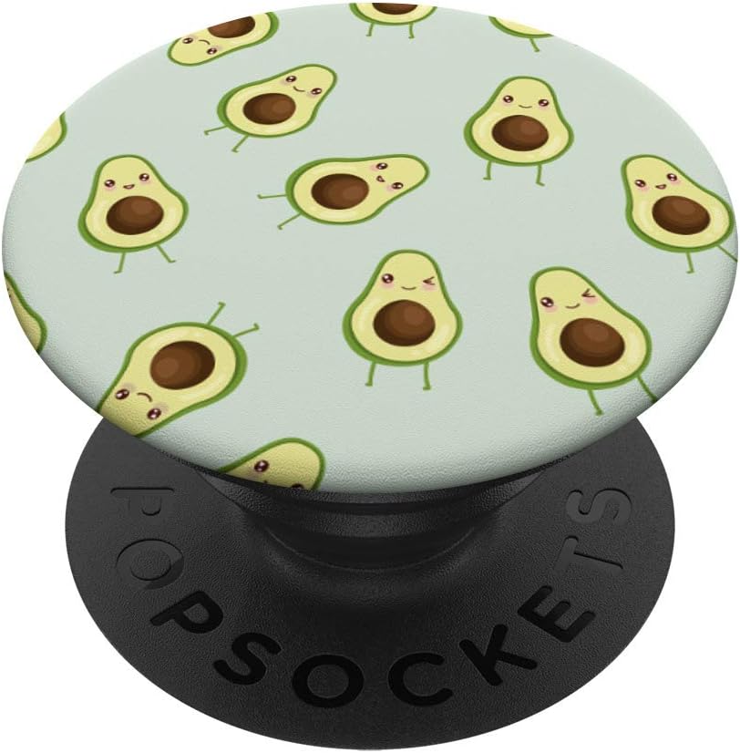 Cute Smiling Kawaii Avocado Fruit Pattern - Mint Green PopSockets PopGrip: Swappable Grip for Phones & Tablets