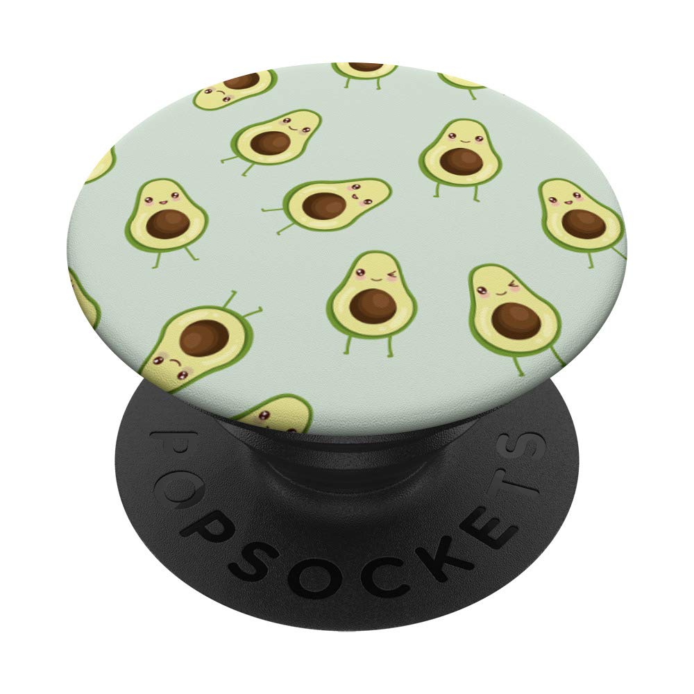 Cute Smiling Kawaii Avocado Fruit Pattern - Mint Green PopSockets PopGrip: Swappable Grip for Phones & Tablets