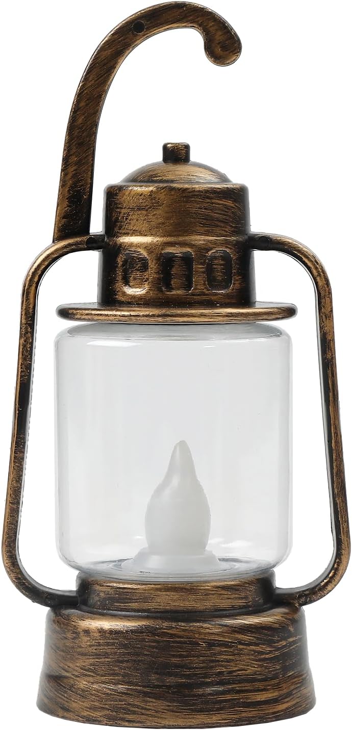 12 Pcs 4Inch LED Mini Lanterns Decor ,Western Themed Centerpieces for Tables,Cowboy Lantern Favors, Small Vintage Camping Decor Hanging Lamp for Christmas Wedding, Party Decorations (Gold, mini)