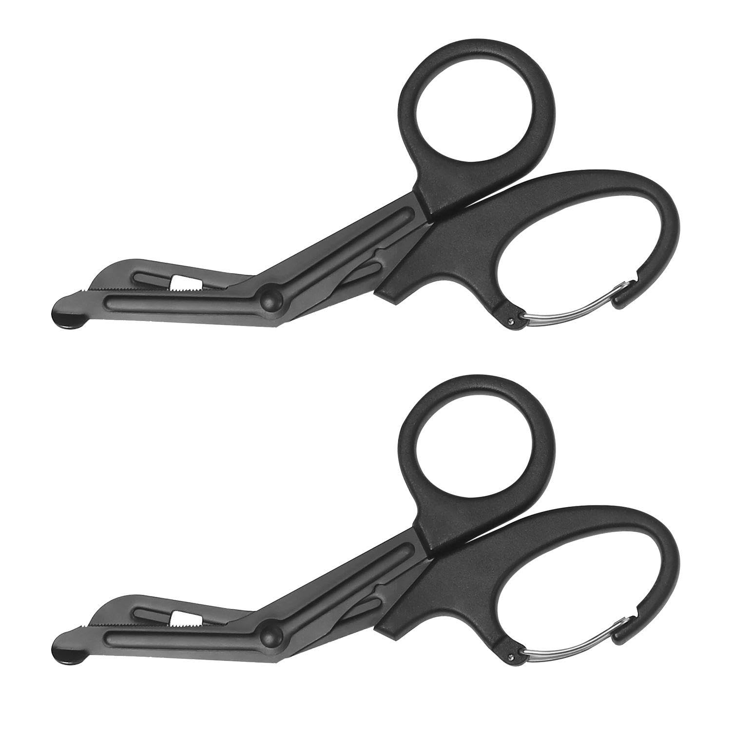 2 Pezzi Di Taglierini Di Bendaggi In Acciaio Inossidabile Nero Con Carabiniere, Forbici Mediche Multifunzionali Creative, Comodo Utensile Da Taglio All'Aperto.