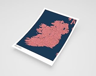 MG Global Modern Poster of Ireland Topographic 9 | 11x17 12x18 16x24 24x36 Maximal Unframed Artwork Print | Maximalism Hometown City Wall Art for Gift | Maximalist Home Office Decor