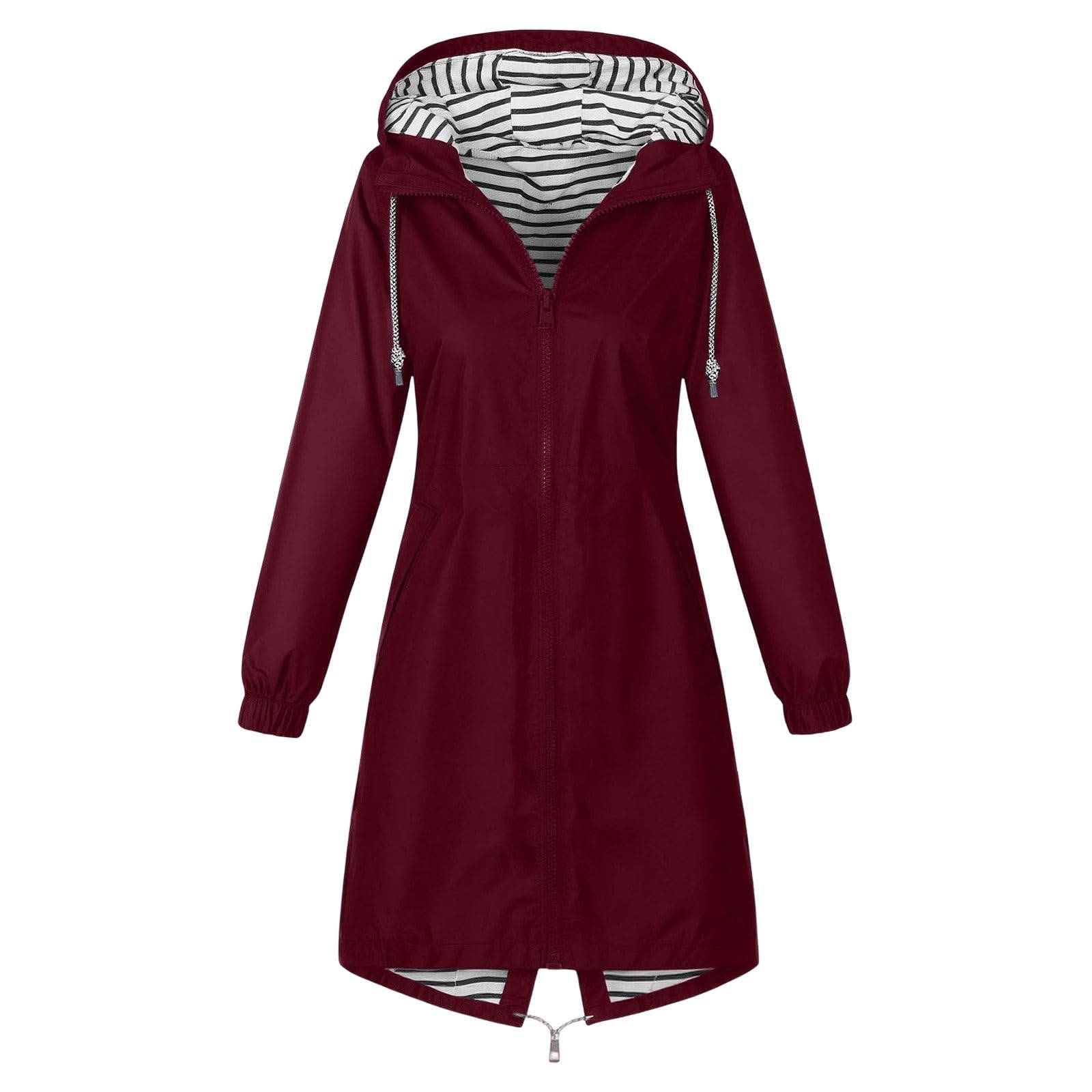 Giacca estiva da donna in softshell, impermeabile, per le mezze stagioni, con cappuccio, casual, leggera, traspirante, con tasche, coulisse, vestibilità regolare, per tutti i giorni