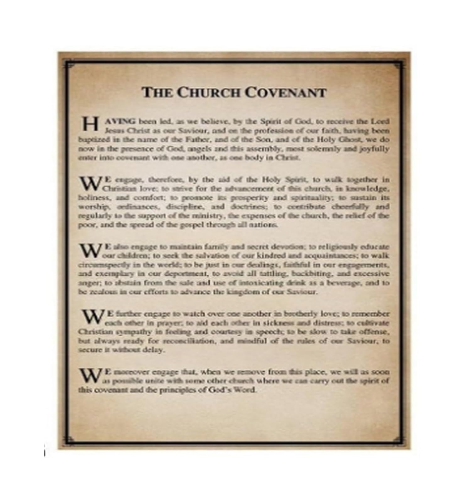 RNUMLIGH Sanctuary Decor Canvas Print Church Membership Covenant Poster Wall-Art for Church Foyer Classroom(Unframed,12X18inch(30X45cm))