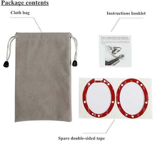Miniatura 6 de Almohadillas de repuesto para los oídos, funda compatible con Beats Studio 2 Wireless Wired y Studio 3 sobre la oreja, 1 par (blanco)