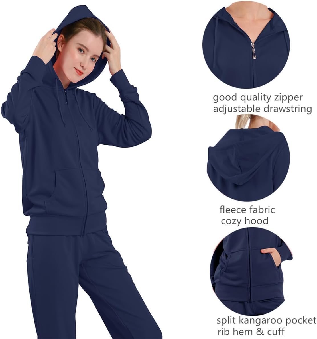 LeeHanTon Tracksuit Sets Womens 2 Piece Sweatsuits Fashion Cozy Fleece Zip Up Hoodies and Sweatpants Jogging Sets - Image 4