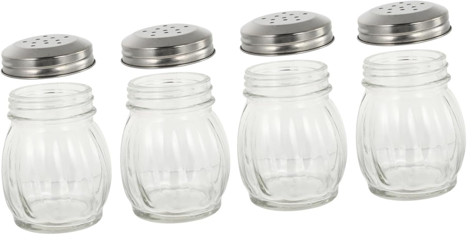 4pcs Transparent Glass Seasoning Jars Irregular Spice Holders Kitchen Condiment Containers for Organized Storage and Easy Visibility