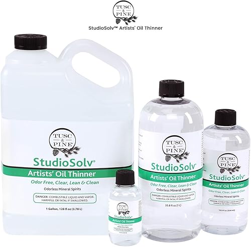 Miniatura 7 de Tusc & Pine StudioSolv Spirits minerales inodoros - Disolvente purificado sin olor para aceites adelgazantes, artistas, diluyentes de pintura,