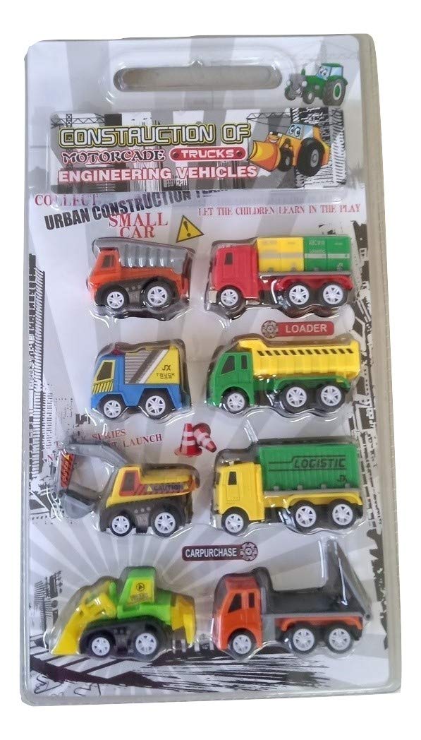 Construction of Motorcade Trucks Engineering Vehicles, Multicolour (8 Different Vehicles)