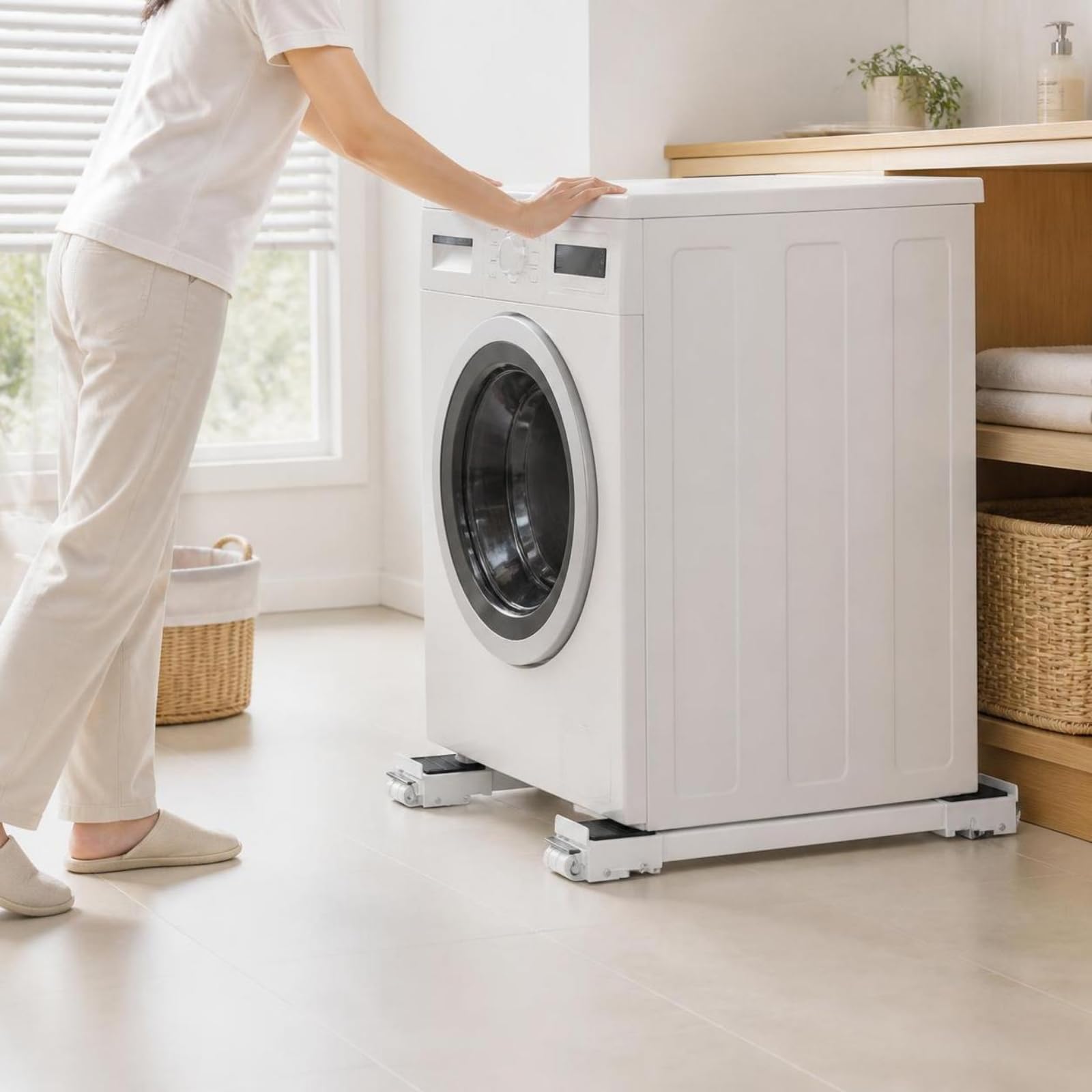 Carrello con Ruote Basso Profilo, Bianco