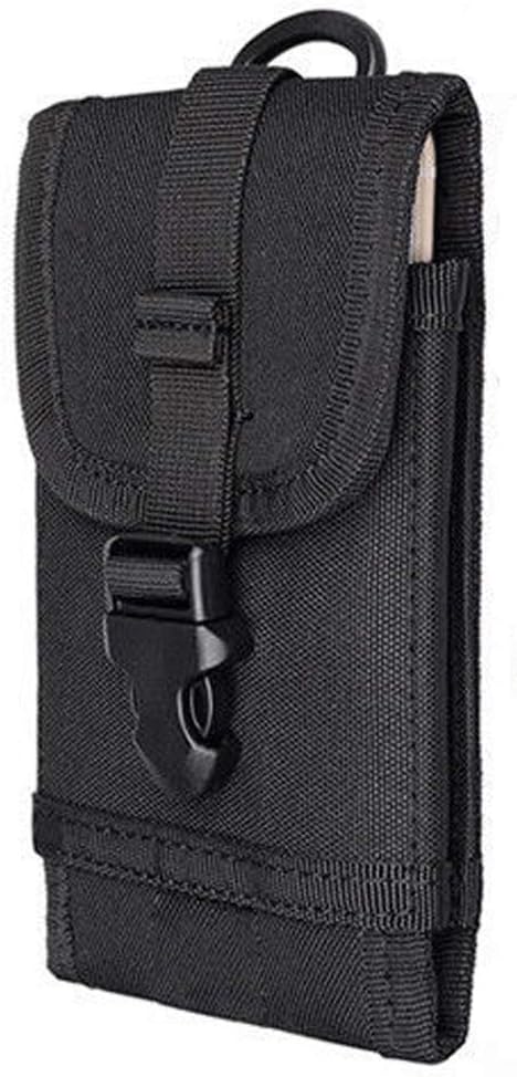 Outdoor MOLLE Tactical Military Pouch Army Black Waist Holster Smartphone Pouch Military 1000D Nylon Hook Loop Belt Phone Holster Phone with Slim Case