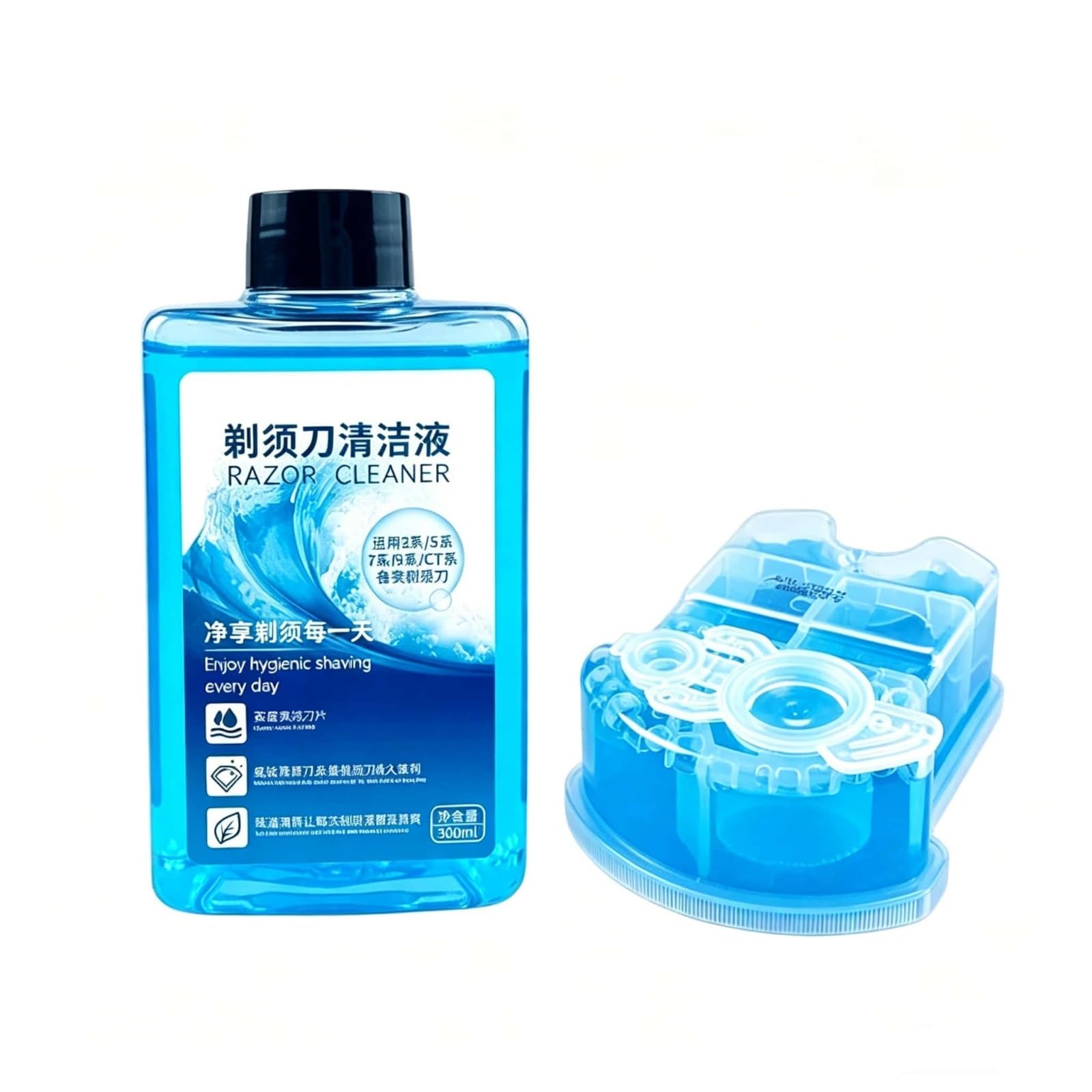 Compatible con Braun 3/5/7/9/CT Sistemas de Limpieza, Kit Recambio Solución Limpiadora for Afeitadora, 300ml X1 & 170ml X1 for CCR2/CCR4, Limpieza Profunda y Lubricación de Cuchillas