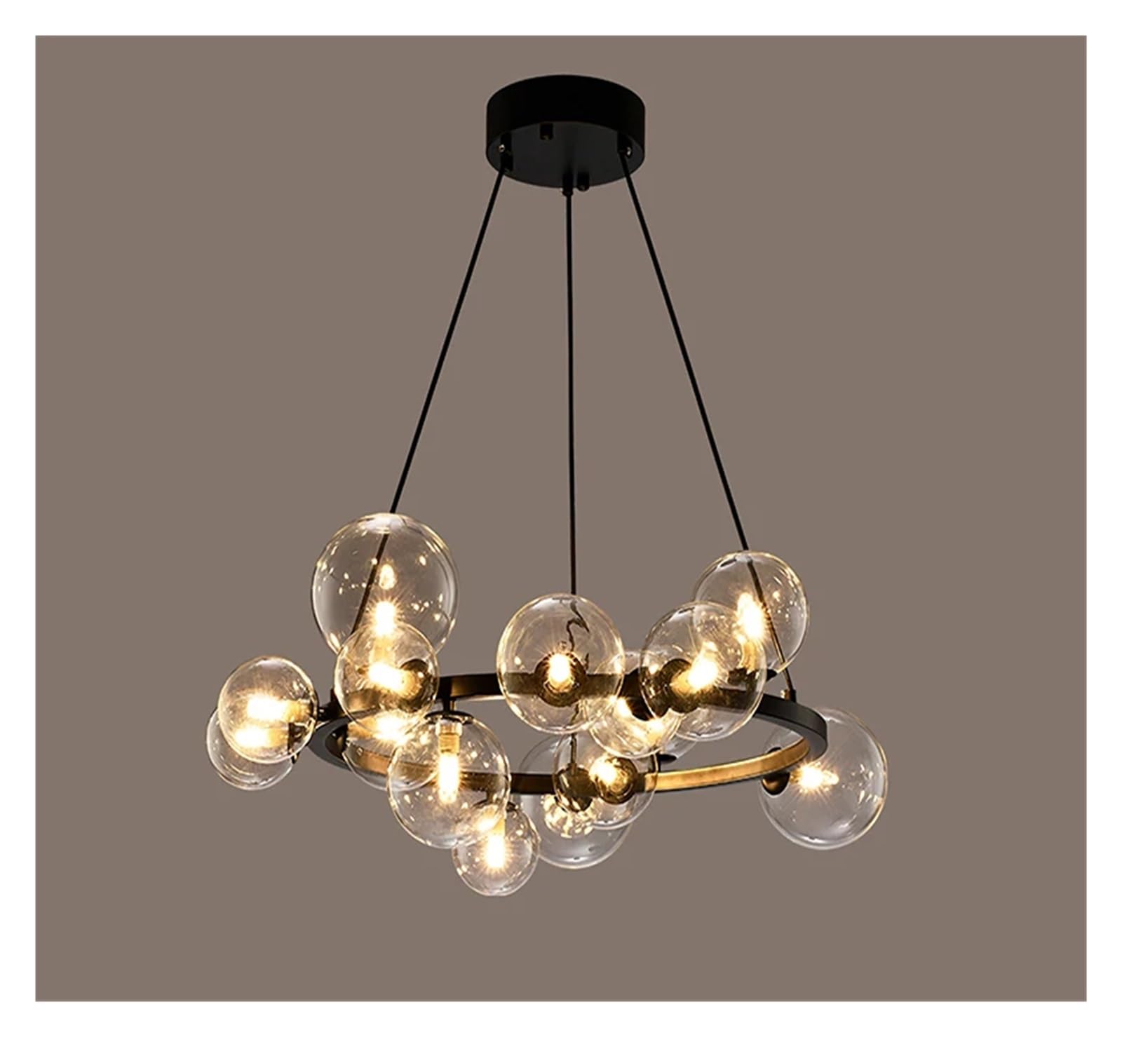 KLXSIVU Nordic Ring Bubbles Glass Pendant Light Gold for Living Dining Room Bedroom Ceiling Chandeliers Home Decor Hanging Luminaires