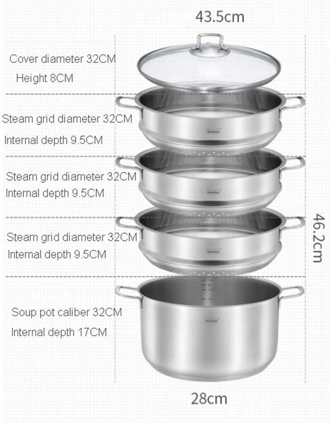 Stainless Steel Steamer，Steamer Keeps The Cooling Handle, Stainless Steel Dishwasher Safe Stainless Steel Steamer Cooking Pot Food Steamer