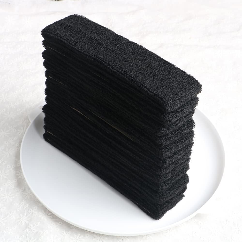 Cotton Sweatband Headbands,Pack of 12,Elastic Stretchy Sport Terry Cloth Sweat Bands,Yoga Workout Fitness Exercise Basketball Headband
