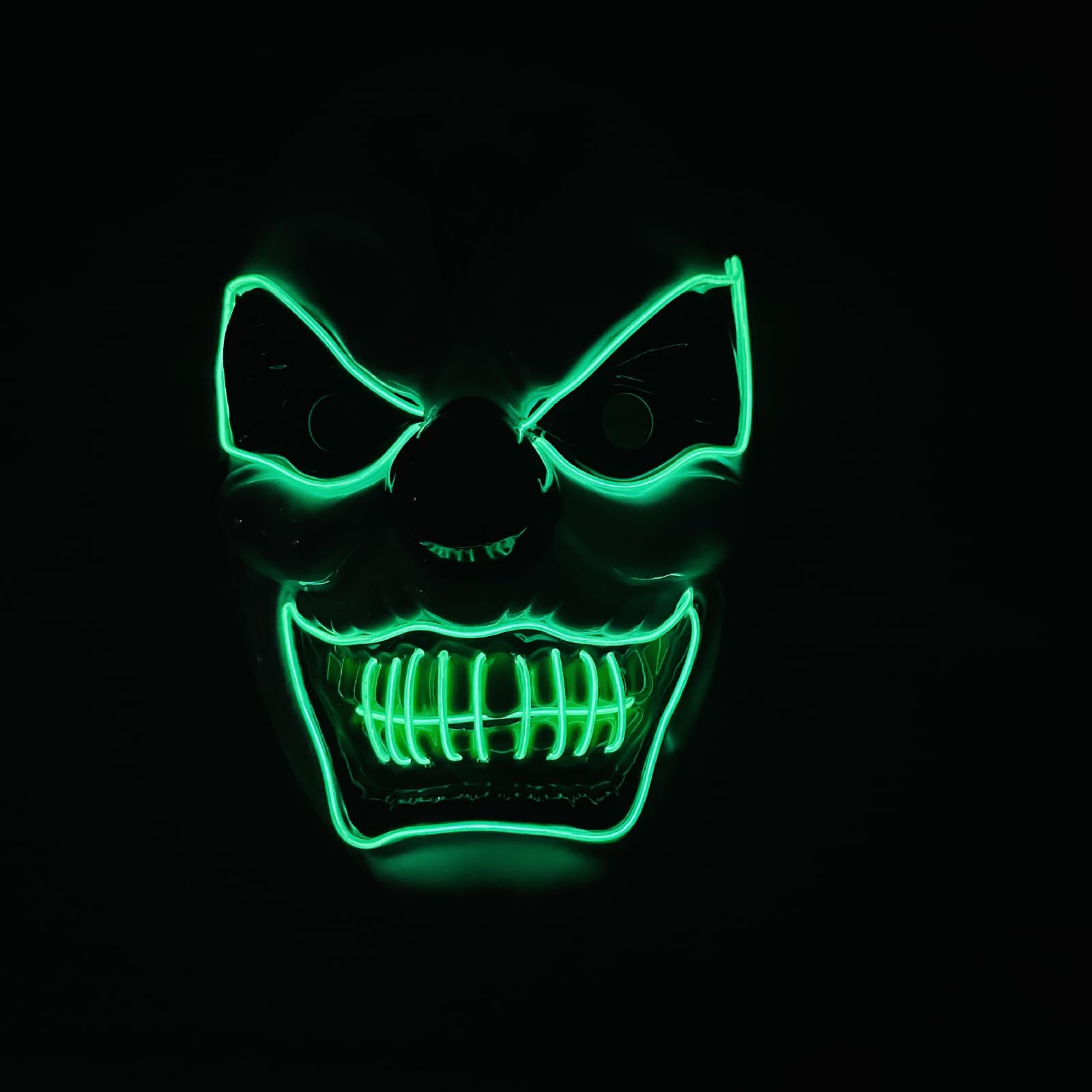 Scary Halloween LED Mask - Glowing Face Cover with EL Wire for Adults Costume Parties Couples