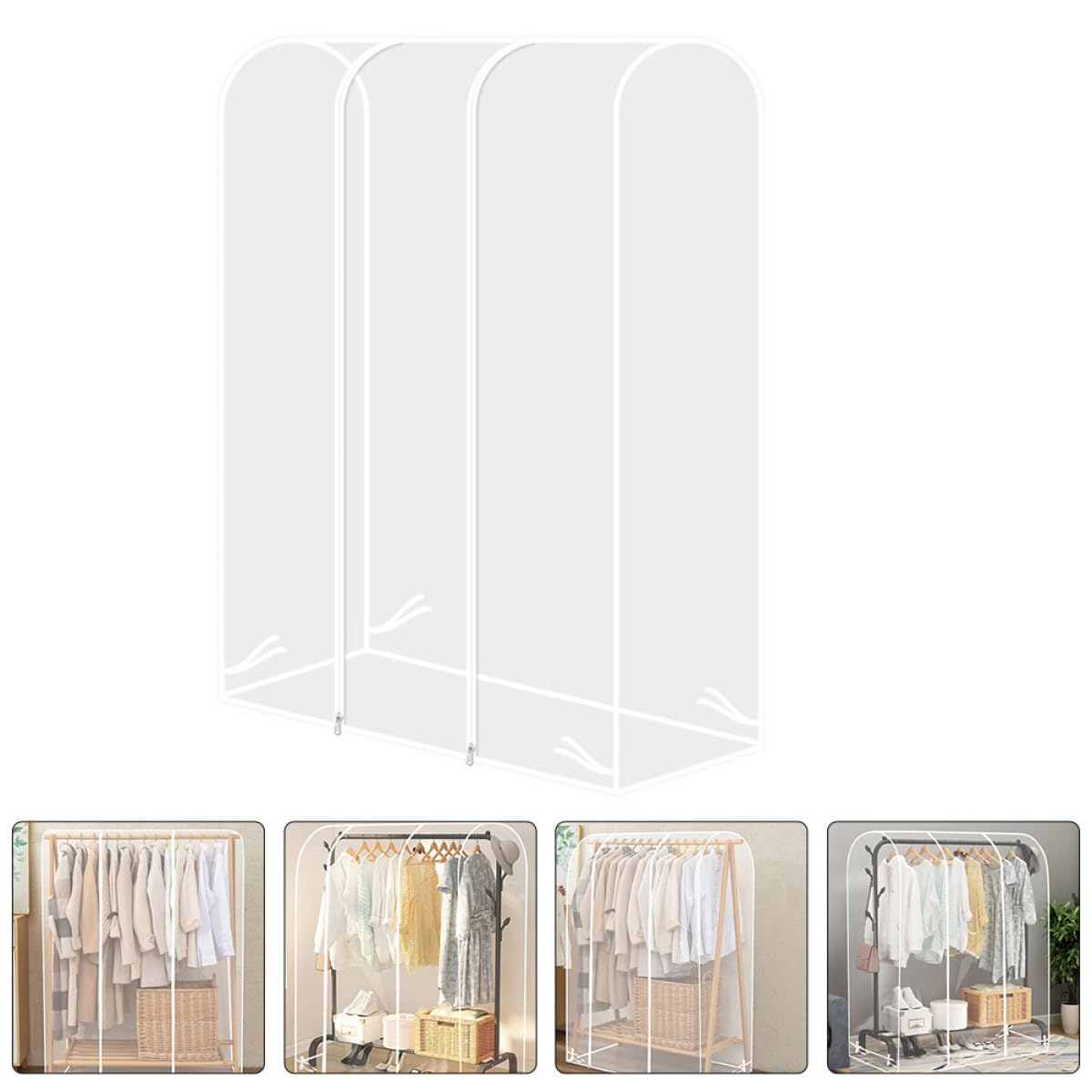 Artibetter Copri Abiti Antipolvere Trasparente per Stendibiancheria, Leggero e Portatile in Plastica dal Design Semplice, per Uso Domestico e Armadi