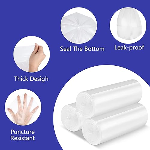 Miniatura 6 de Mini bolsas de basura de 0.5 galones, bolsas de basura pequeñas, 11.8 x 11.8 pulgadas, se adaptan a mini bote de basura de 2 litros, 4 rollos, 200