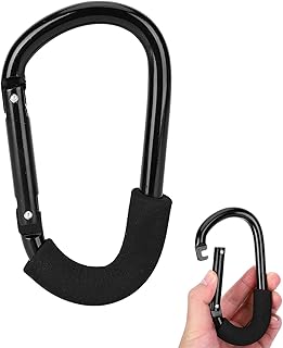 Stroller Hook Mommy Stroller Clip and Stroller Accessories Organizer Hook Pushchair Hook Infant Buggy Bag Clip Large Carabiner Mommy Storage Hook for Shopping Bag Water Bottles