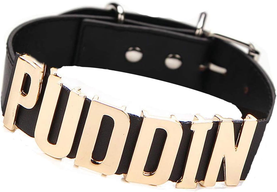 AbitonccBlack Pu Leather Choker Necklace for Haley Quinn Cosplay,for Movies Suicide Squad Custume Accessiores, Puddin Choker Necklace Collar for Women and Girls Halloween Birthday Party Cosplay