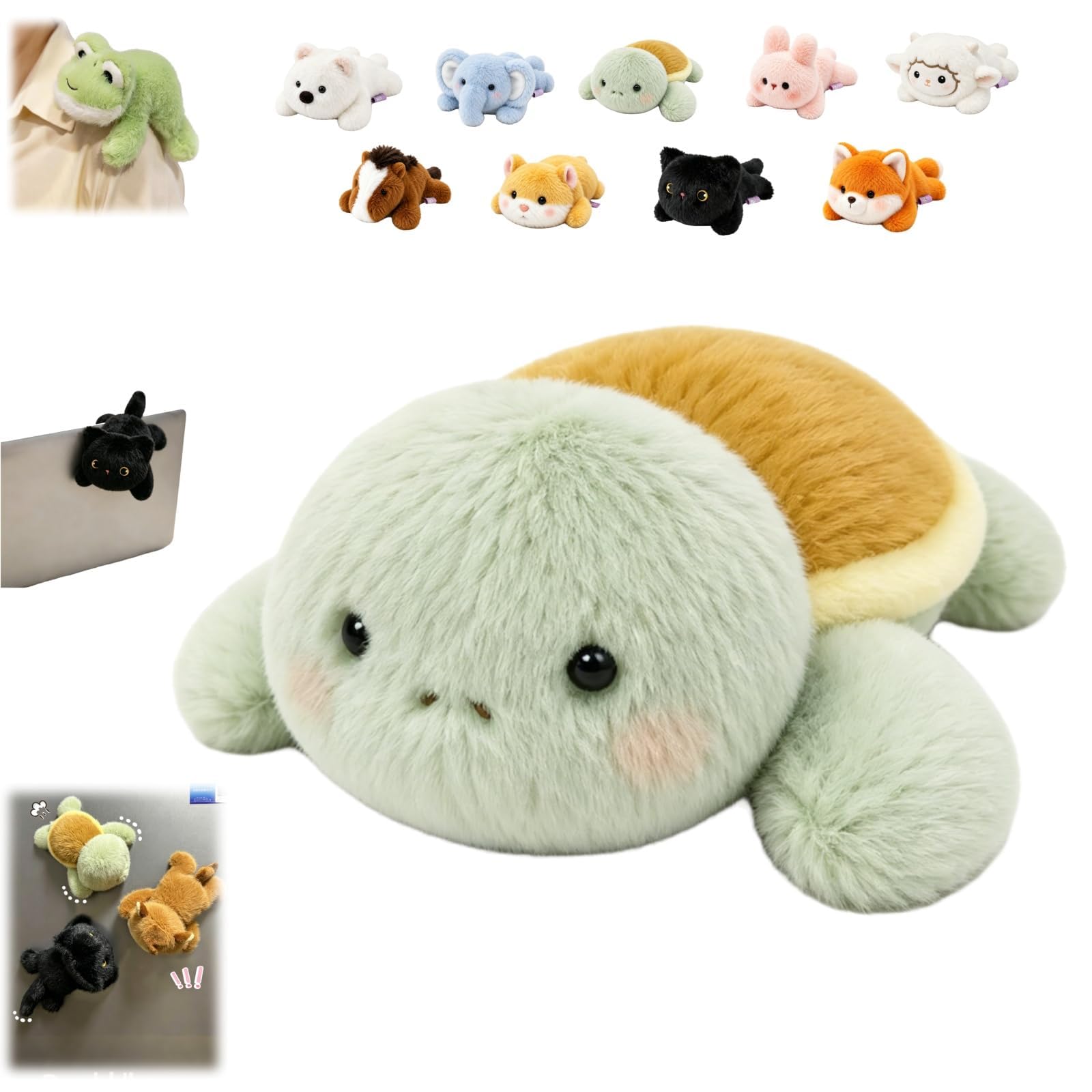 HFDHD Magnetic Plush Cat Car Decor,Kawaii Stuffed Animal Ornament for Car Exterior,Cute Magnetic Decoration Rearview Mirror & Metal Surfaces,Funny Animal Lover Gift (E)