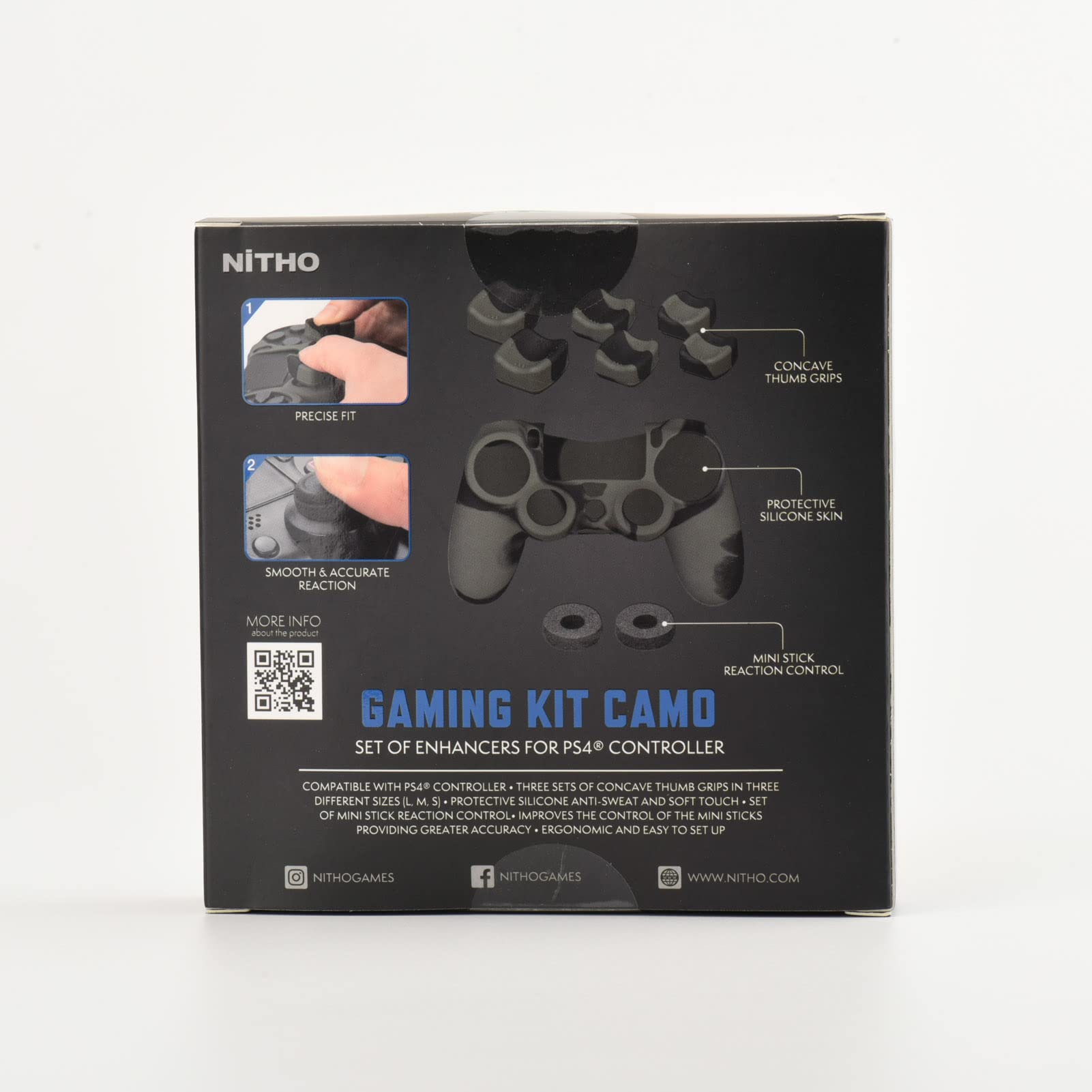 NiTHO Silicone Cover Skin per Controller PS4, Gaming Kit per Controller Playstation 4 lnclude Custodia Protettiva Antiscivolo, Anelli di Precisione e 3 Copri Levette Analogiche Concave - Camo