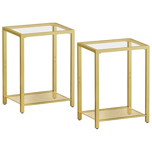 Set of 2 Side Tables, 2-Tier End Table, Nightstands for